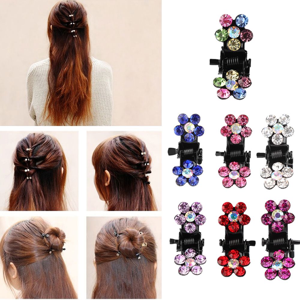 PINK BLUE BLACK PURPLE GREEN MULTI BROWN CRYSTAL ACRYLIC GOLD HAIR CLIP CLAW NEW