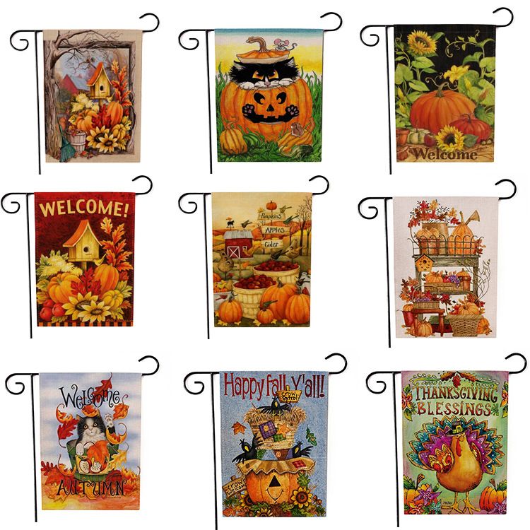 2020 Thanksgiving Turkey Garden Flag Halloween Pumpkin Hello Fall