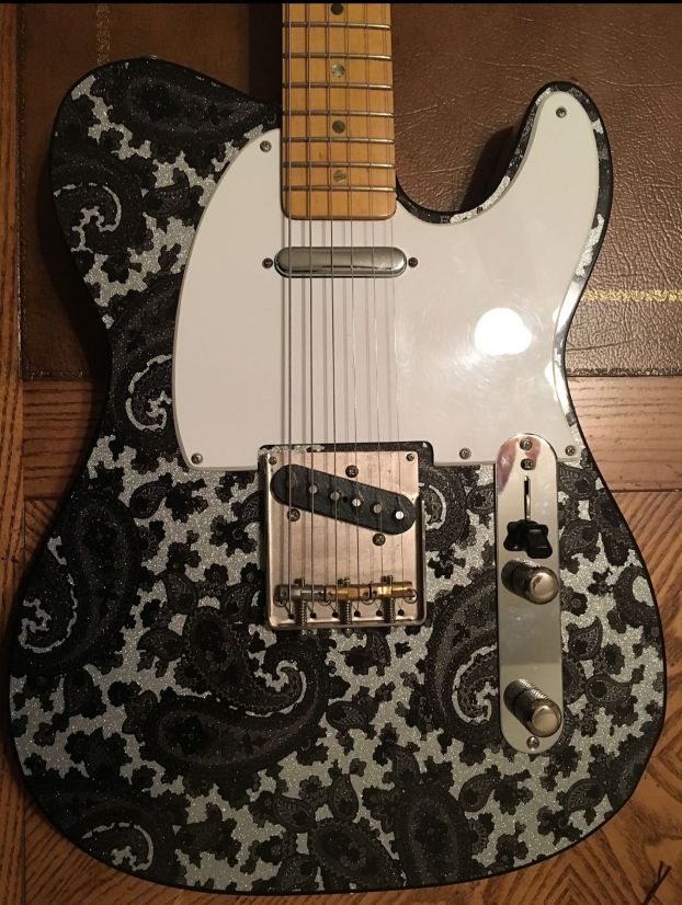 Crook Brad Paisley Signature Sliver Sparkle Black Paisley Tele Electric
