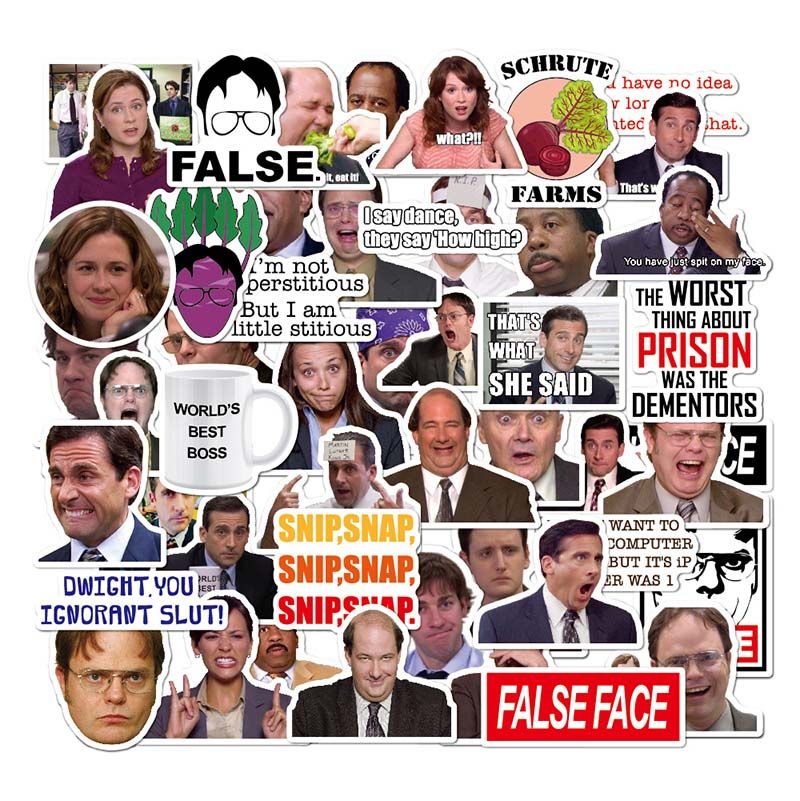 The Office Season Sticker Pack of 50 Stickers TV Show Vinyl Cool Water Bottle Bicycle Motorcycle Phone Luggage Skateboard Guitar Bike Sunscreen Sticker Decal