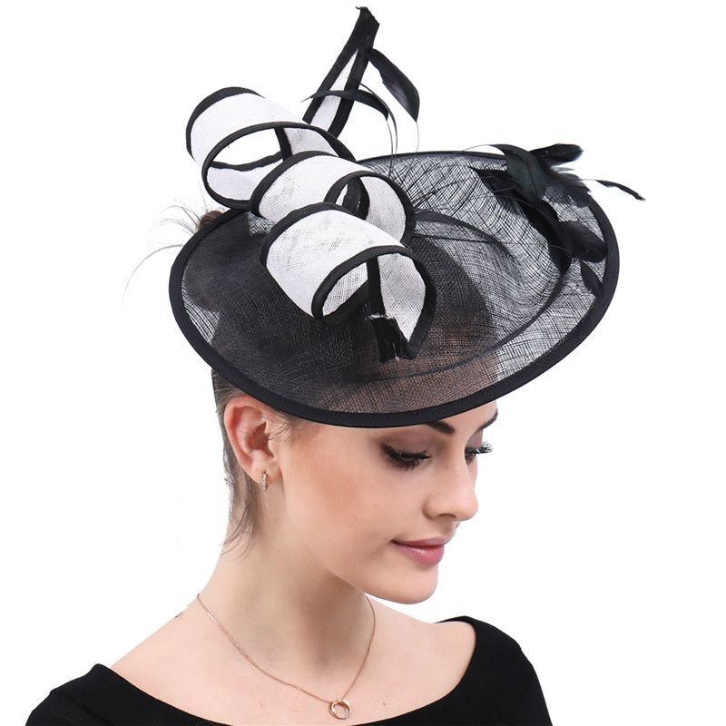 black and white fascinator hat