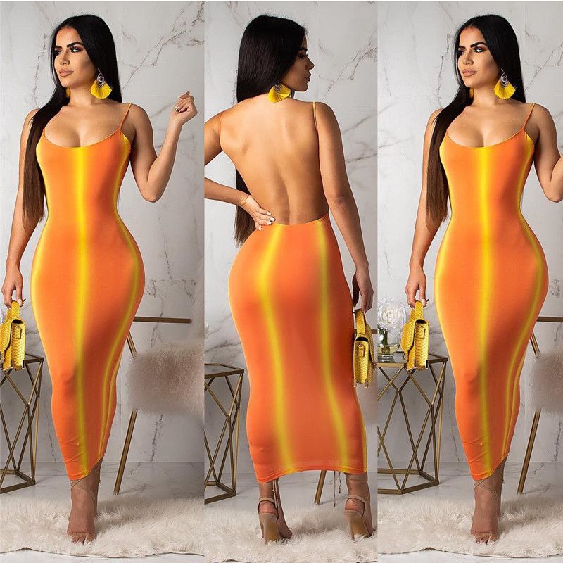 neon orange bodycon dress