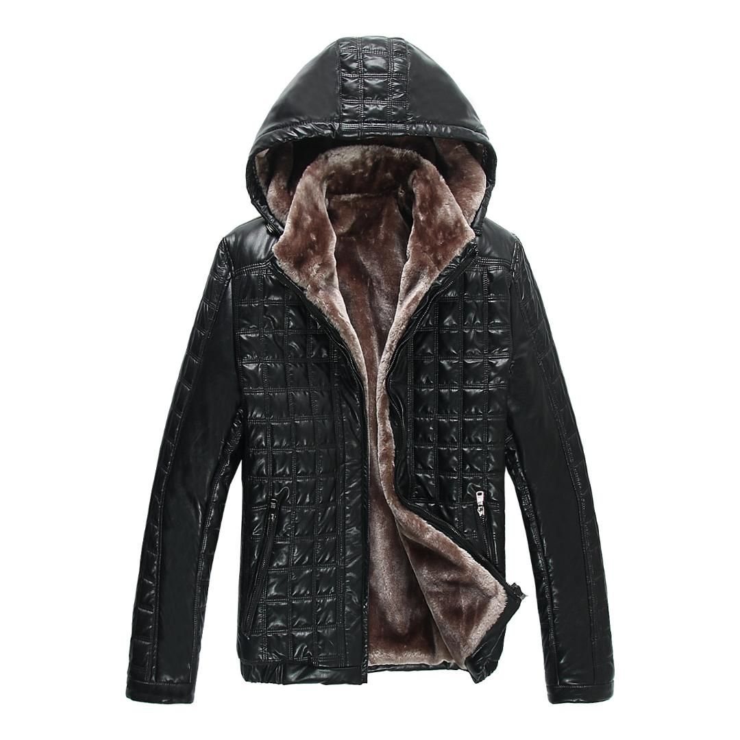 blusa de couro masculina com capuz