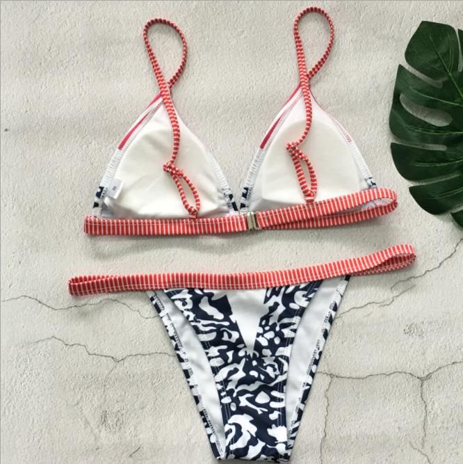 floral and striped reversible bikini
