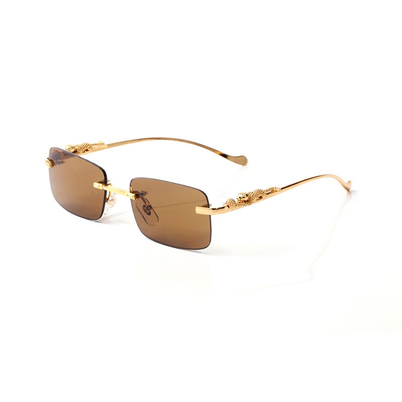 para los hombres leopardo marca cuadrada lentes transparentes vasos de cuerno de búfalo de lujo gafas sin montura óptica gafas de sol de plateado oro de la vendimia