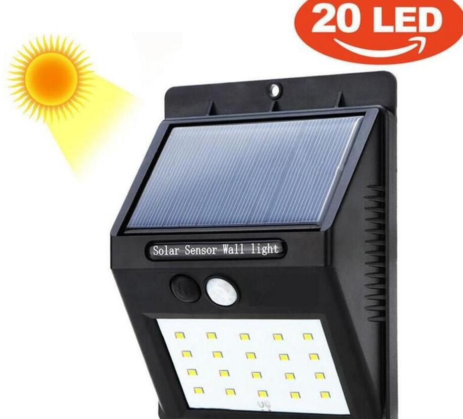 20 LED Sensor de energía solar Lámpara impermeable al aire libre Luz de seguridad de pared de calle 20 LED Sensor de energía solar Lámpara impermeable al aire libre Luz de seguridad de pared de calle