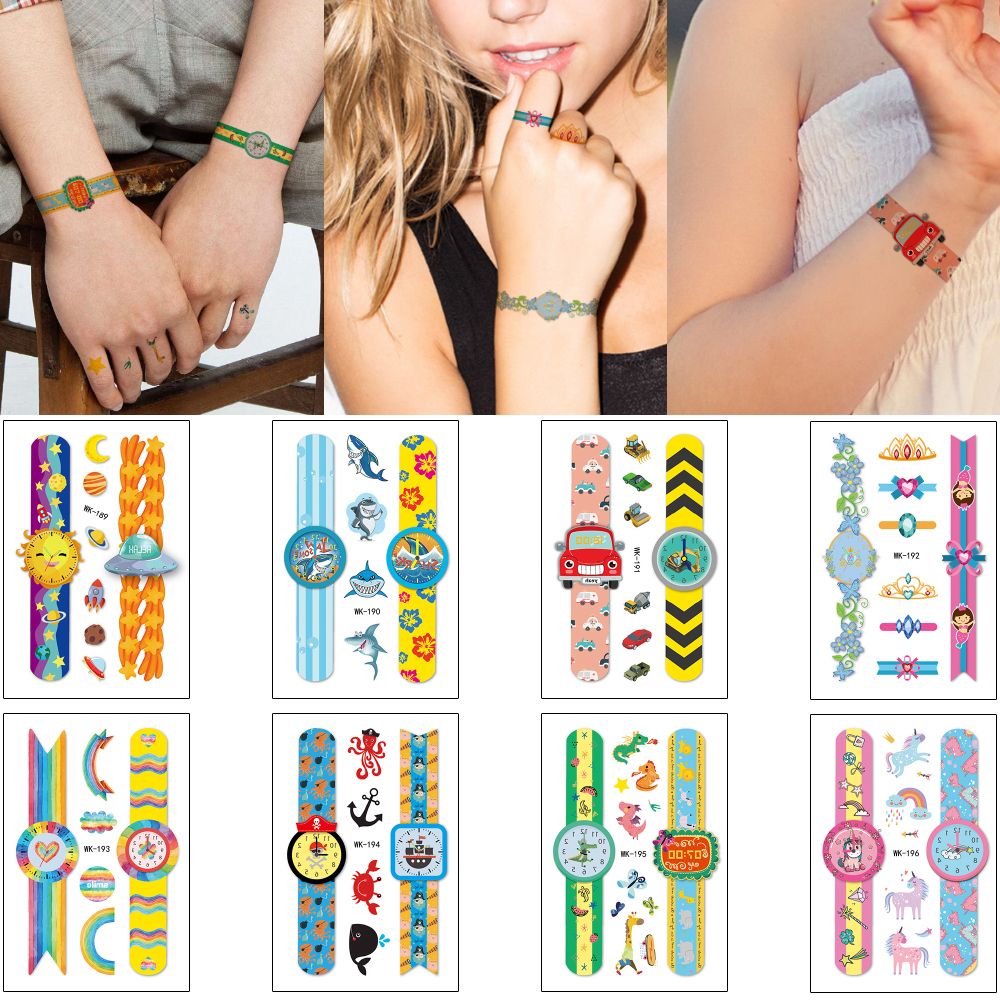 Colored Drawing Cute Temporary Tattoo Watch Cognition Of Time Concept Design For Kids Wrist Finger Body Makeup Fake Children Tattoo Stickers Tattoos Tattoo From Homimly 0 51 Dhgate Com