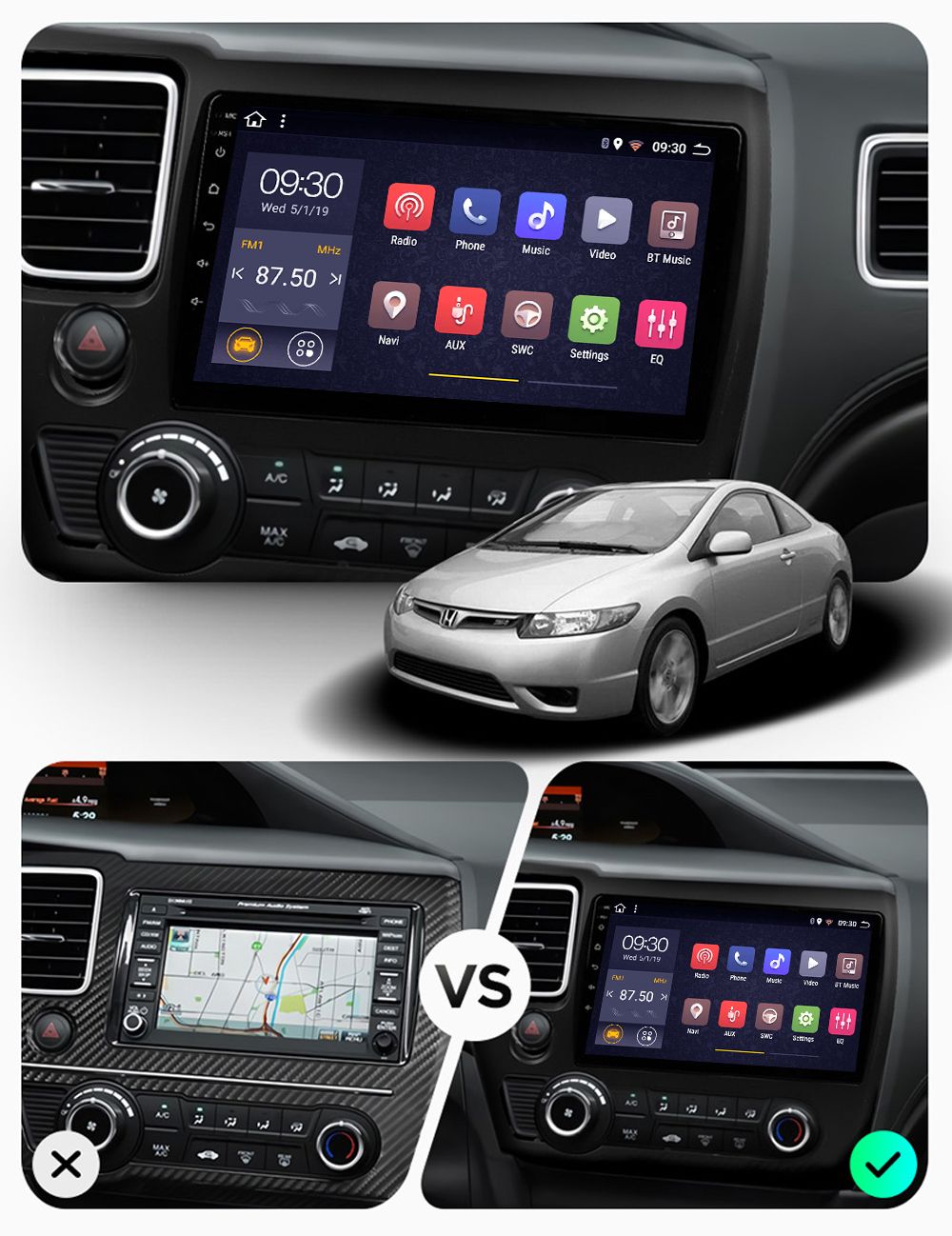 Auto Multimedia System For Honda Civic 