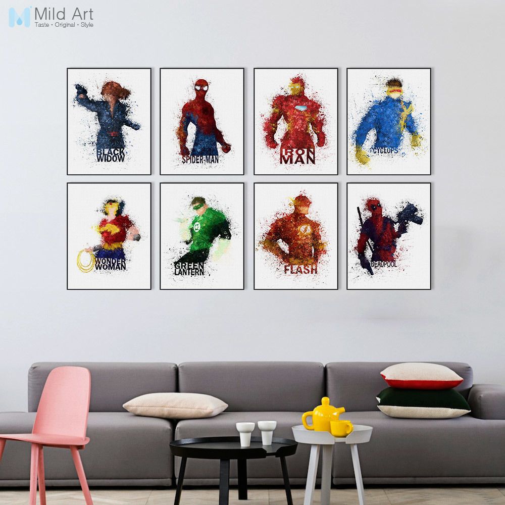 spiderman watercolour  Wall Picture Print  A4