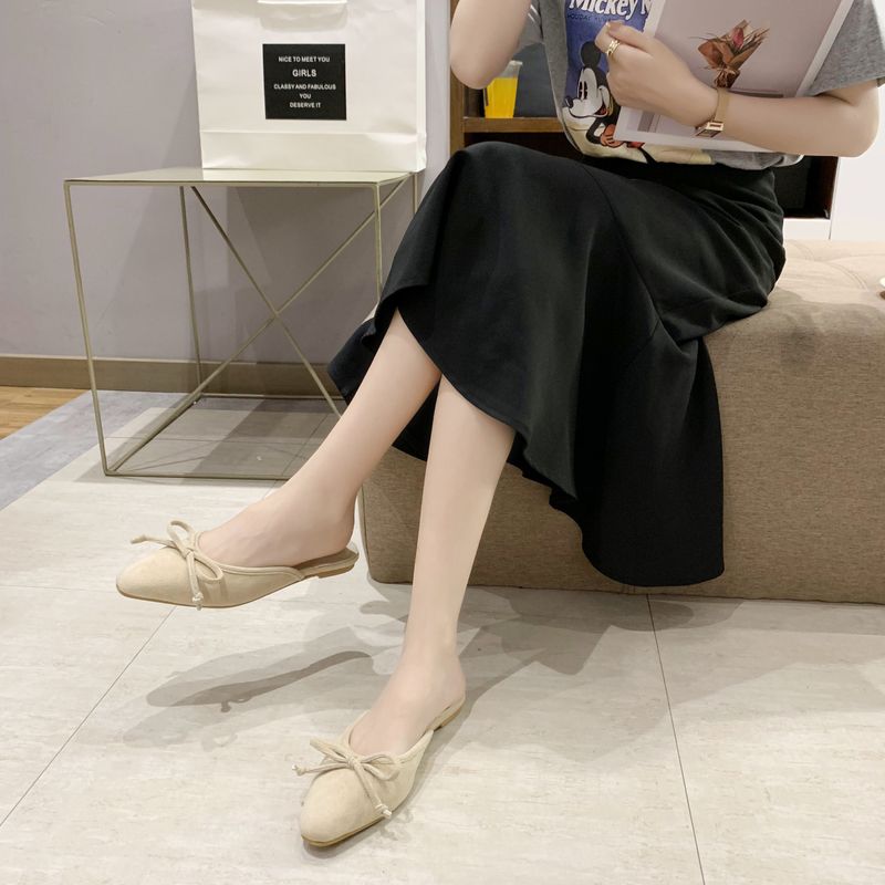 pointed toe mules with bow