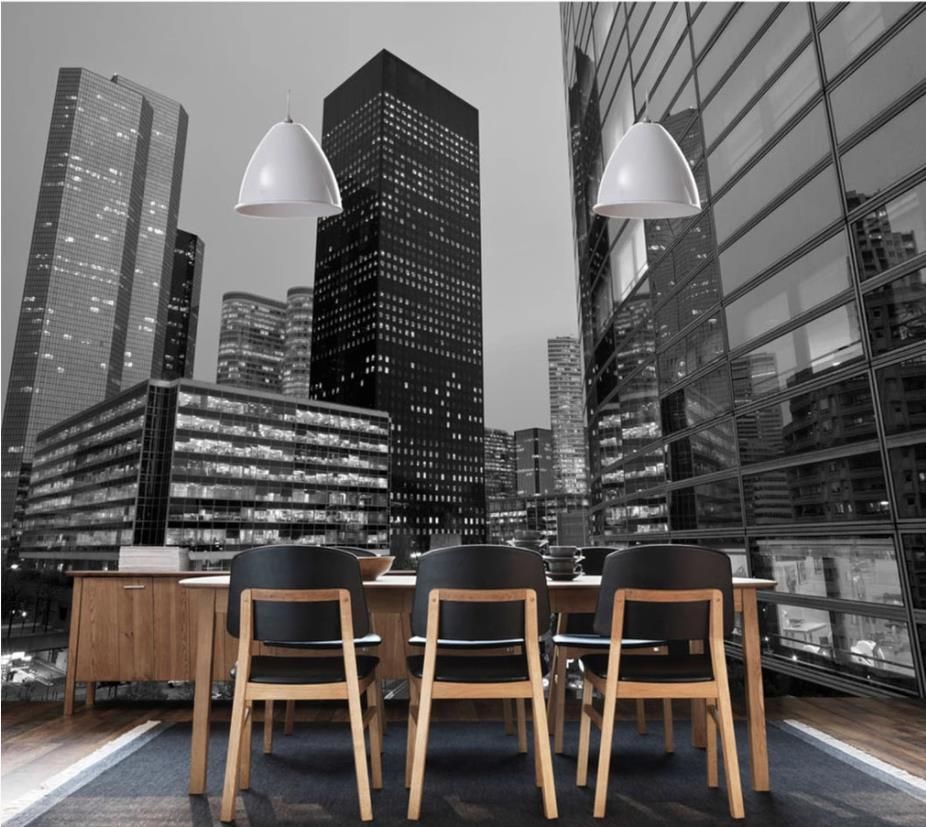 Modern Wallpaper For Living Room Black And White City Night Scene Sunset Hd Mural Tv Background Wall I Hd Wallpapers I Wallpaper Hd From