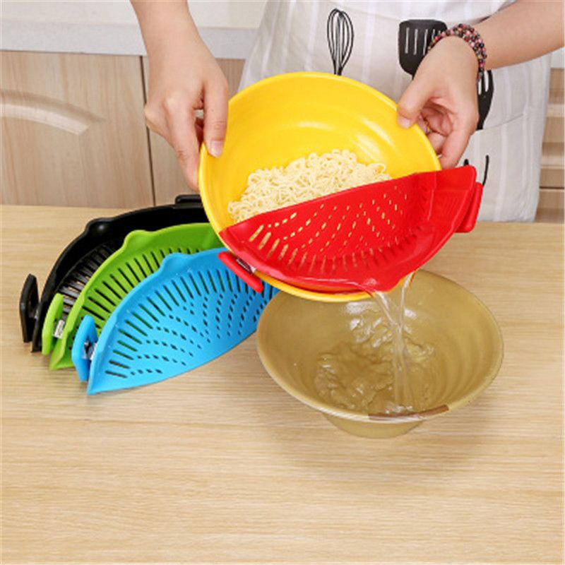 Kitchen Drainers Silicone Pot Side Vegetable Pouring Dish Drainer