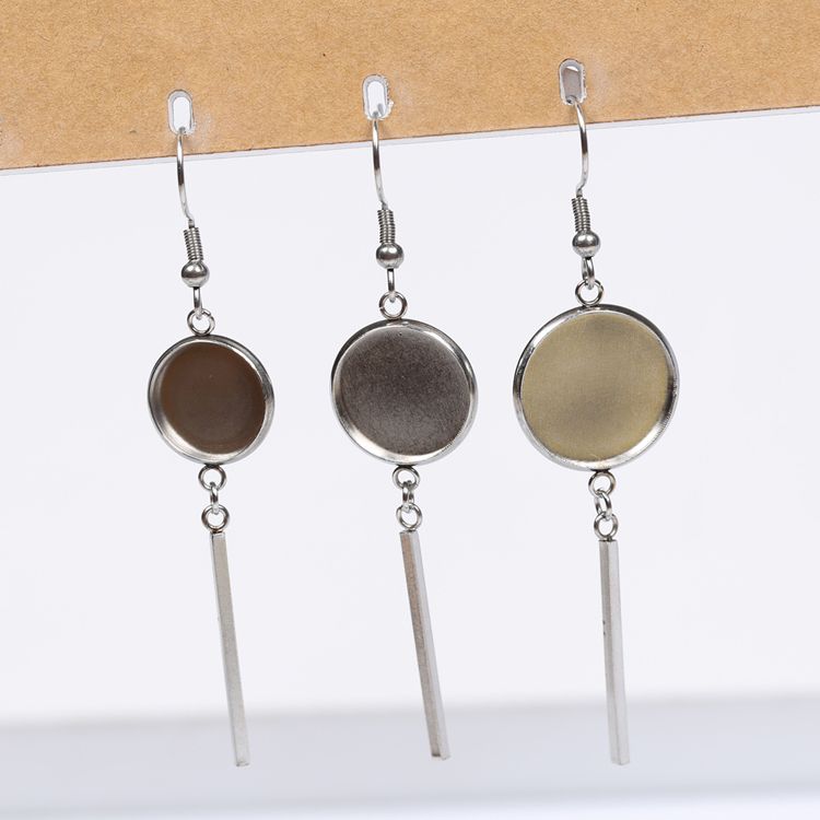 10 Stücke 12mm Blank Ohrhaken Runde Cabochon Tablett Basis Runde DIY Schmuck