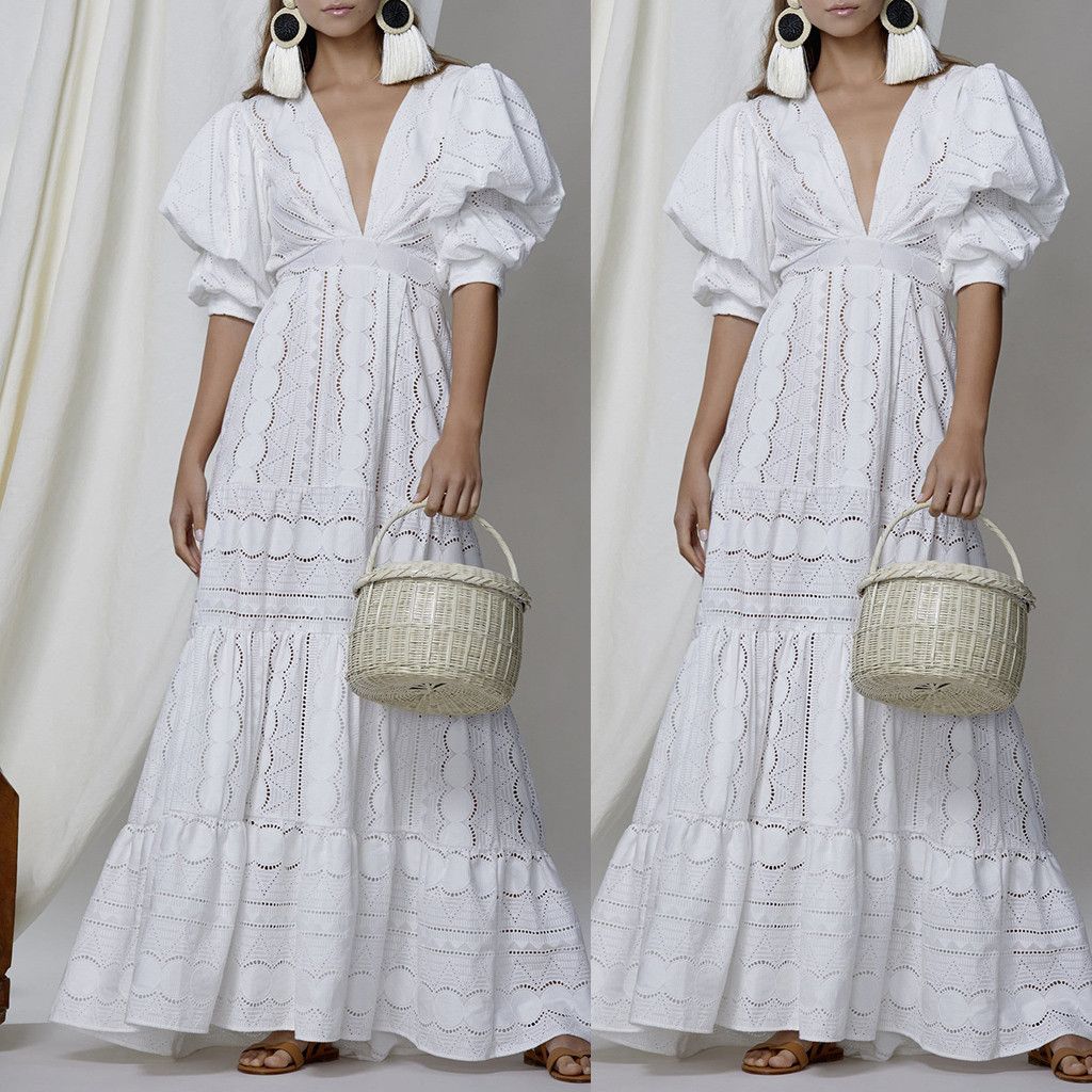 bohemian dress white lace