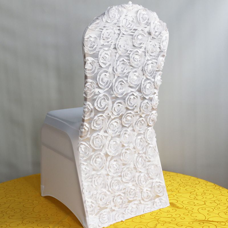 spandex stretch lycra chair cover with 3D satin rosette flower back