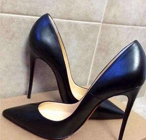 black stilettos with red soles
