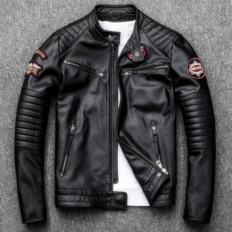 New Men Genuine Lambskin Leather Designer Jacket Motorcycle/ N278