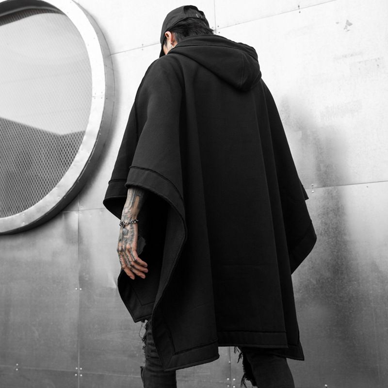 satin al erkekler yarasa kol oversize gevsek kapsonlu sweatshirt erkek kadinlar streetwear hip hop punk gotik kazak cloak hoodie dis giyim tl646 59