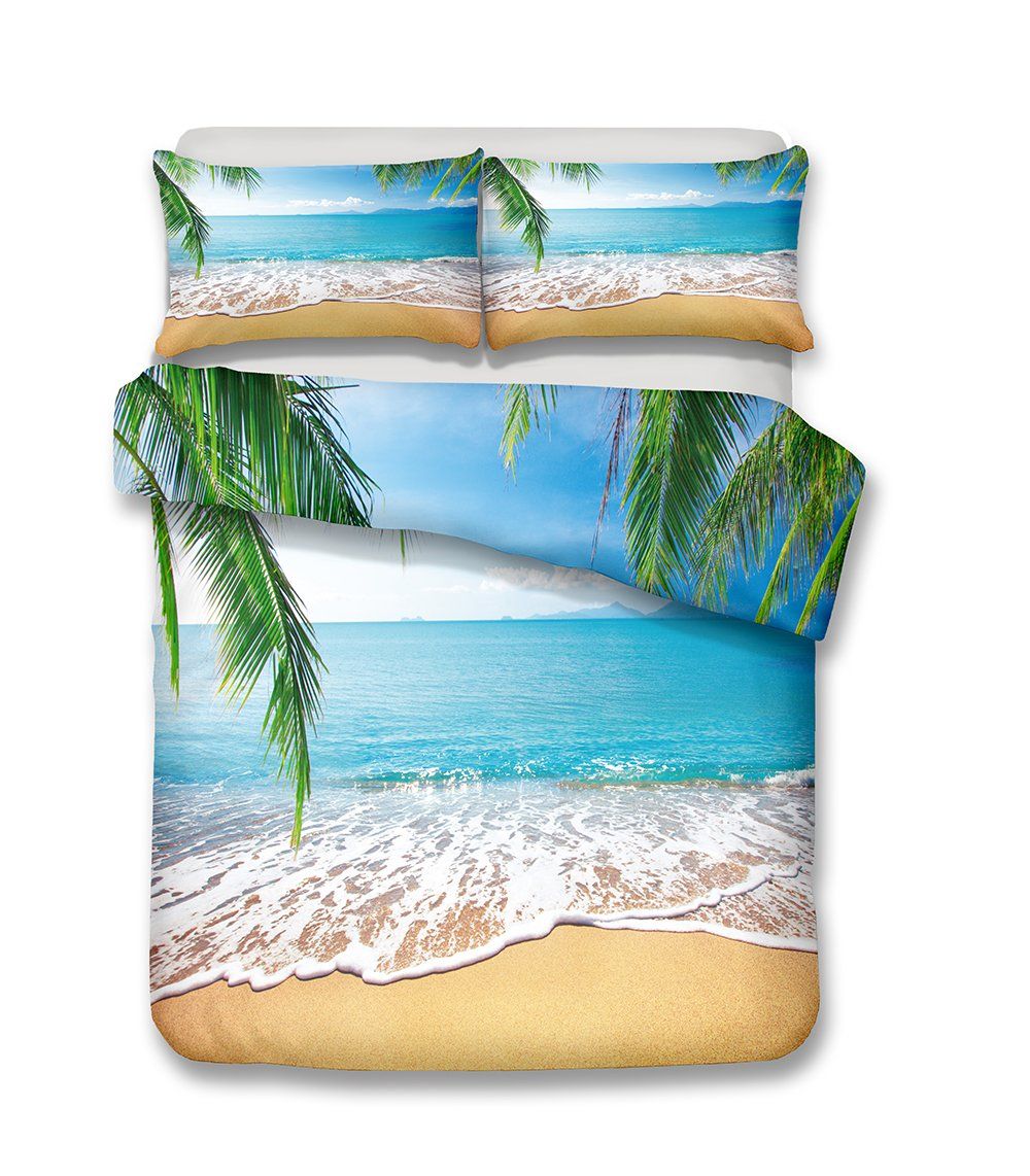 Beach Wave Series Beautiful Beach Scenery Series Bedding Set Print