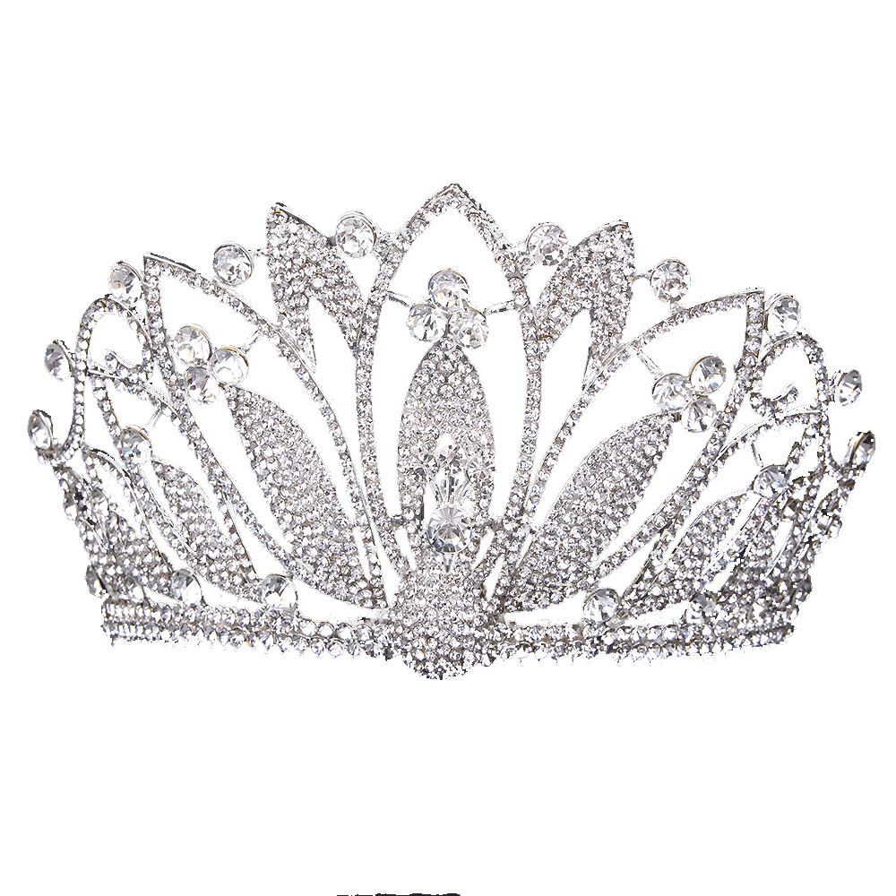 Baroque Diamante Large Crystal Floral Crown Glitter Beauty Pageant Hair Tiaras