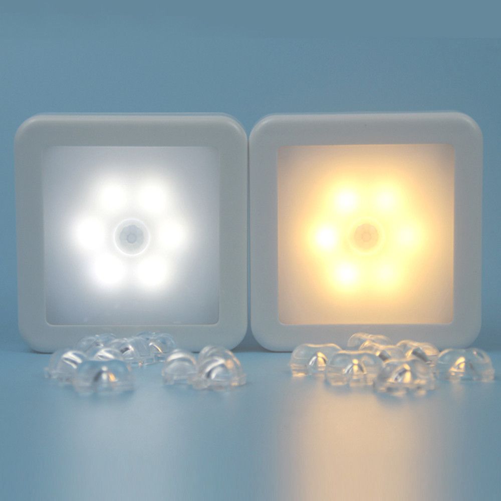 Inalámbrico Lámpara Mesilla Movimiento Pir Auto Sensor 6 Led de Pared Pilas 