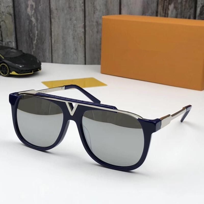 dark blue with silver lens