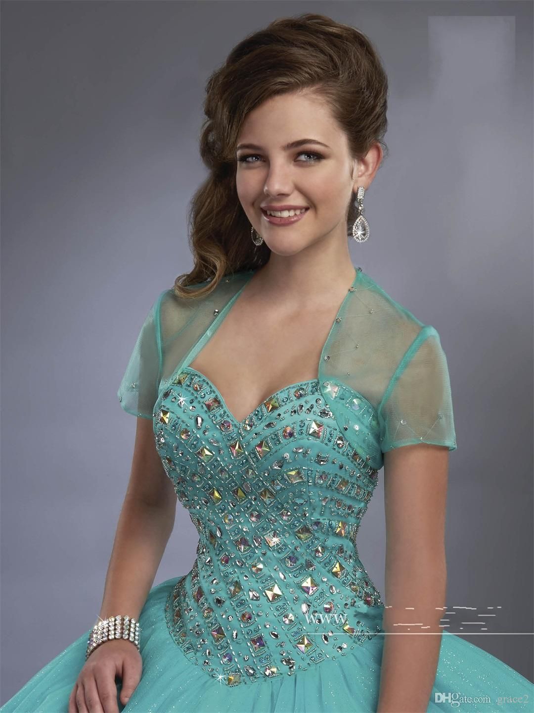 Compra Magenta Bola Vestido Quinceañera Vestidos Con Pura Bolero Mayor  Beading Sparkly Shimming Vestidos De 15 Anos Aqua Color Barato | Entrega  Rápida Y Calidad | Es.Dhgate