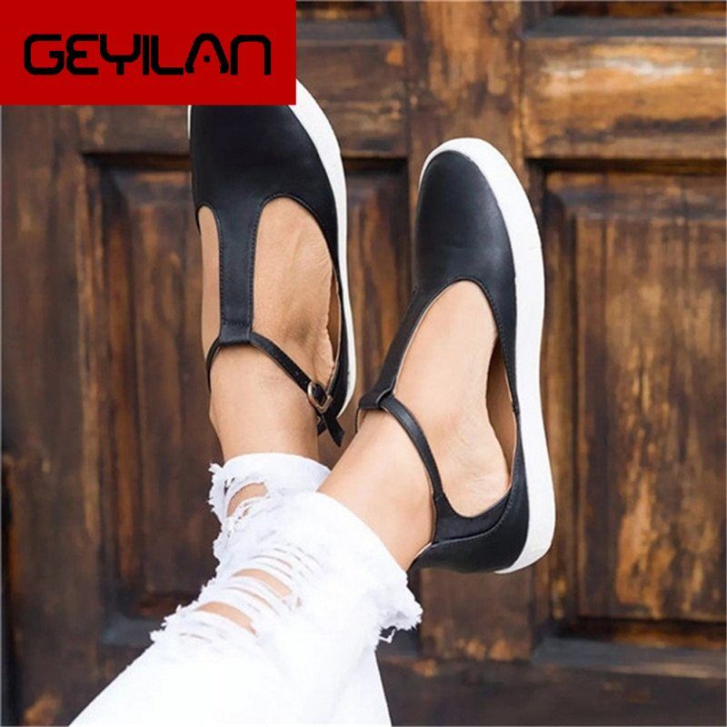 buckle strap casual flats loafers