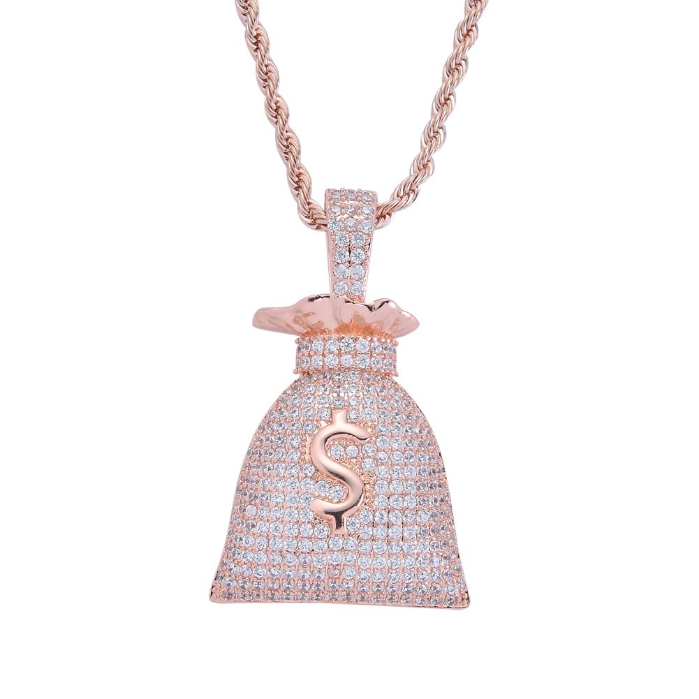 Dollar Sign Money Bags Pendant Necklace 