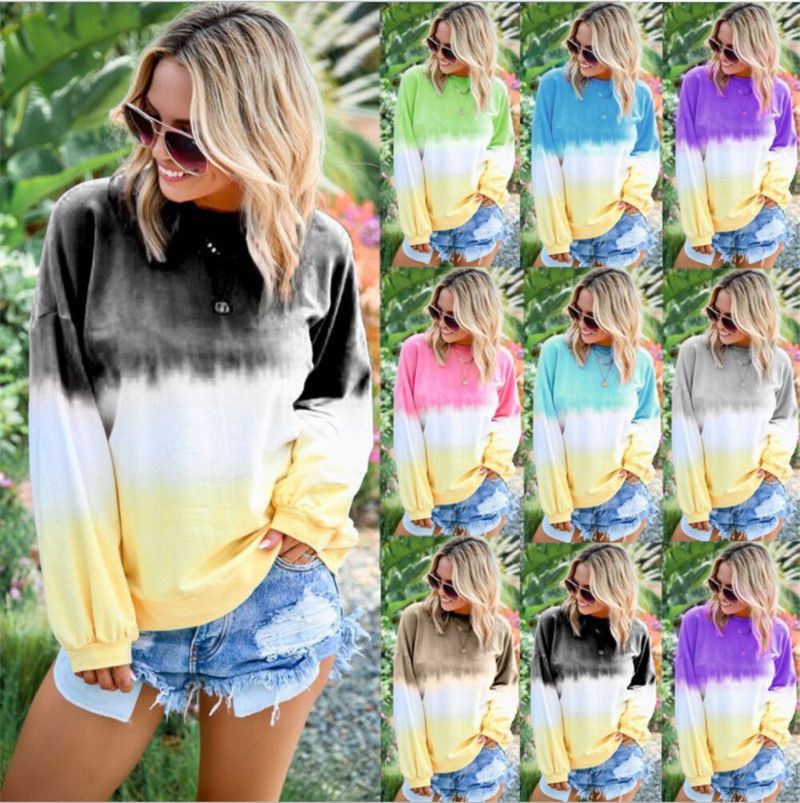 Rrive Womens Solid Color Loose Plus Size Long Sleeve Pullover Sweatshirt Top