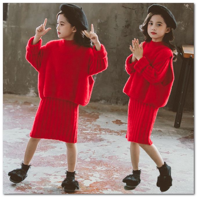 red knit sweater outfit