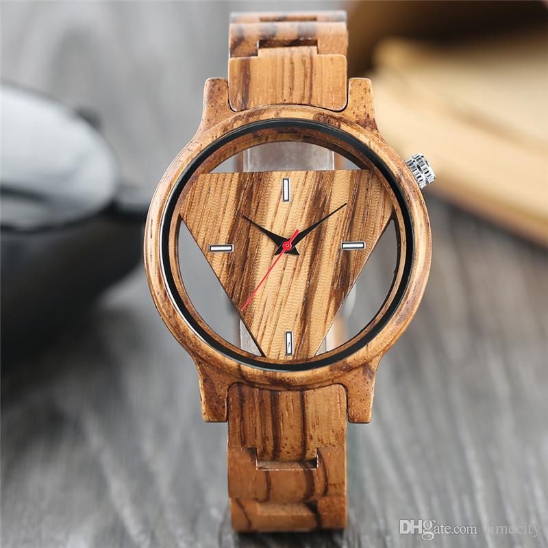 Acquistare Orologio Skeleton Full Wood Fashion Fashion Hollow Triangle Face  Natural Bamboo Case Bangle Unique Uomo Donna Orologio Da Polso In Legno  Orologi Creativi Economico | Consegna Veloce E Qualità | It.Dhgate
