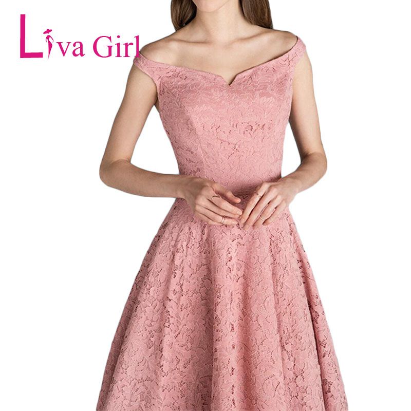 Compra Vintage Vintage Off Hombro Elegante Vestido De Encaje Vestido Sexy  Slash Cuello De Verano Midi Princess Vestidos Vestidos Formales Rode XXL  Barato | Entrega Rápida Y Calidad | Es.Dhgate