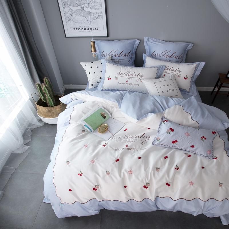 Luxury Egypt Cotton Sweet Baby Bedding Set Embroidery Duvet Cover