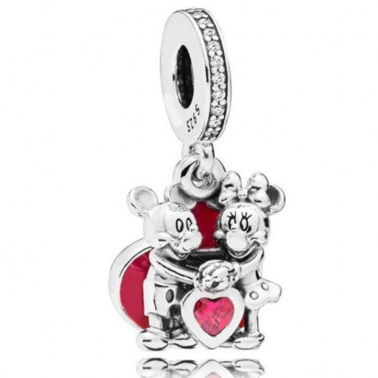 Genuino 925 plata esmalte corazón rojo grano de encanto pulsera Europea Fit