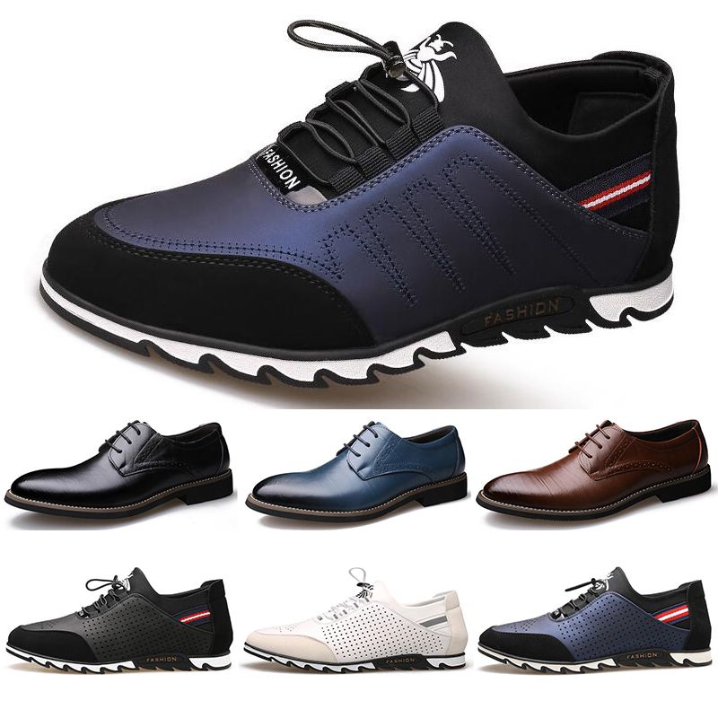 mens blue leather casual shoes