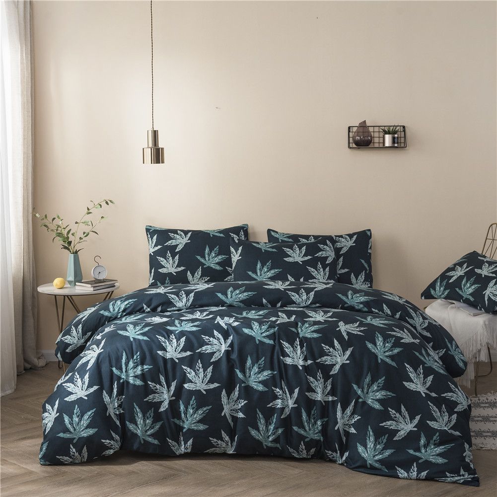 2020 Flower Leaves Patterns Bed Sheet Microfiber Duvet Cover Set