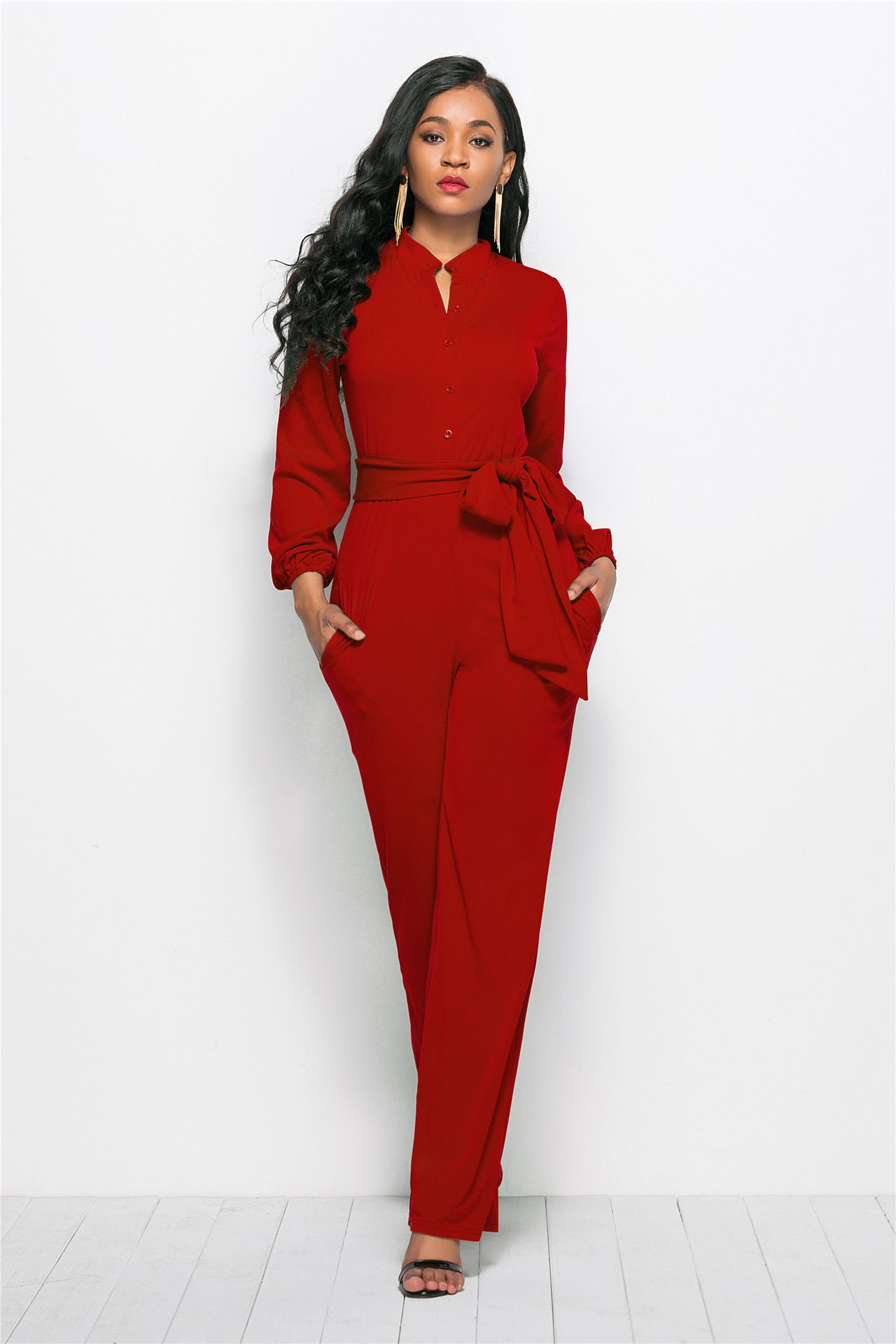 2021 Summer New Fashion Short Sleeve Plus Size Long Jumpsuit V Neck