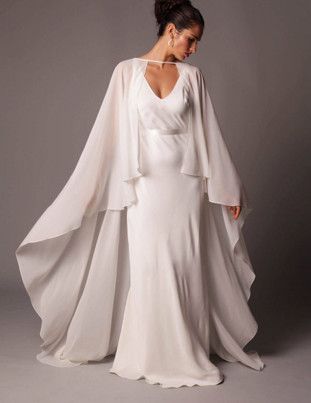 chiffon bridal cape