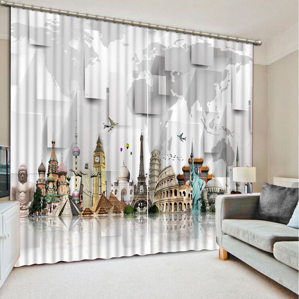 2019 Beautiful Modern City Luxury 3d Window Curtain Living Room
