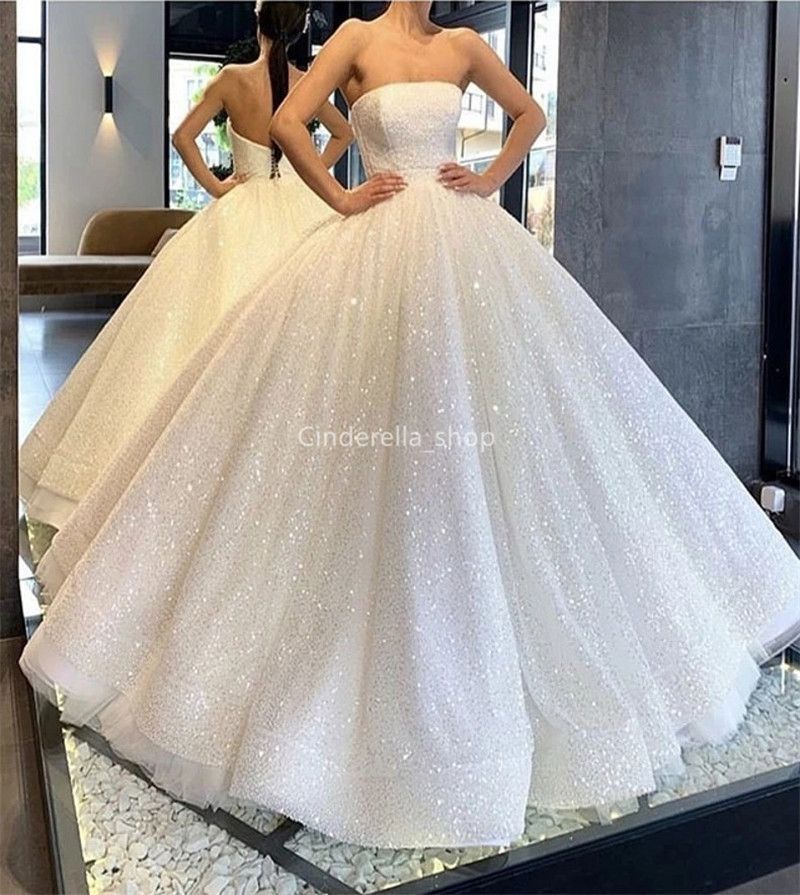 glitter cinderella wedding dress