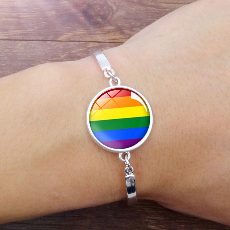 Satin Al Kadinlar Erkekler Toptan Moda Lgbt Gay Lezbiyen Bilezik Gay Pride Gokkusagi Zaman Yapay Taslar Bilezik Gumus Renk Taki Tl6 98 Tr Dhgate Com