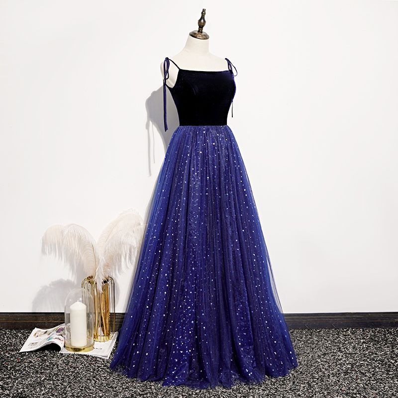 blue velvet dress with stars