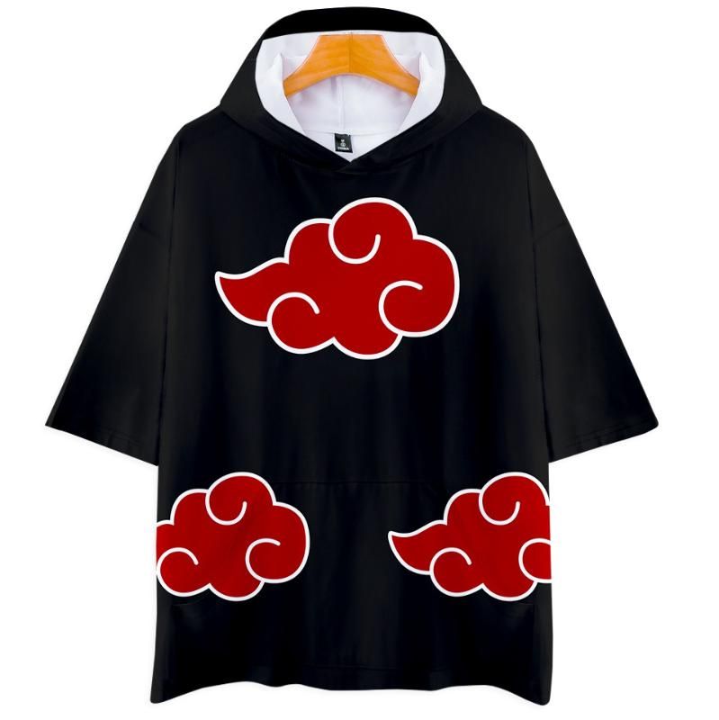 Anime Naruto Akatsuki Cosplay con capucha hombres mujeres chico camiseta con capucha Uchiha traje