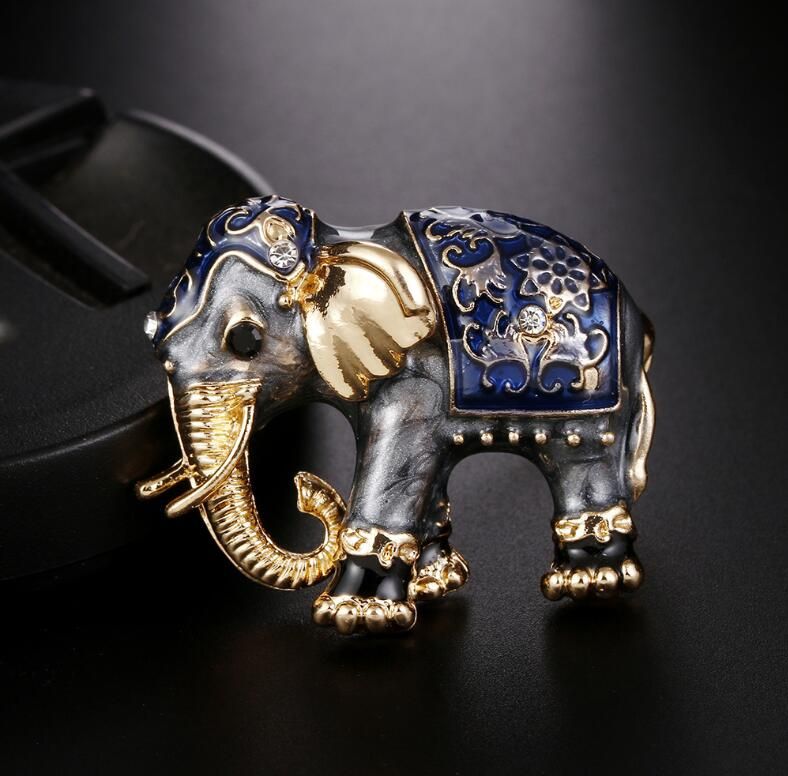 Broche en strass animal coloré émail blanc éléphant Badge Pin bijoux 