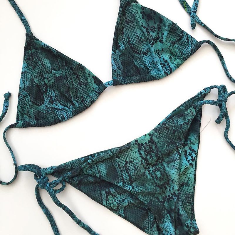 green snake print swimsuit