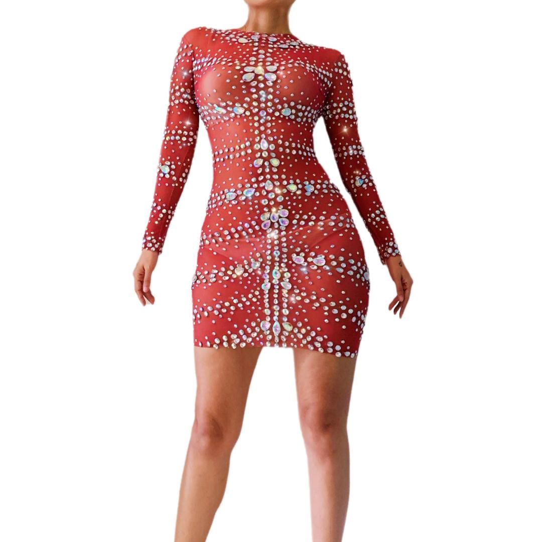 red dress with silver