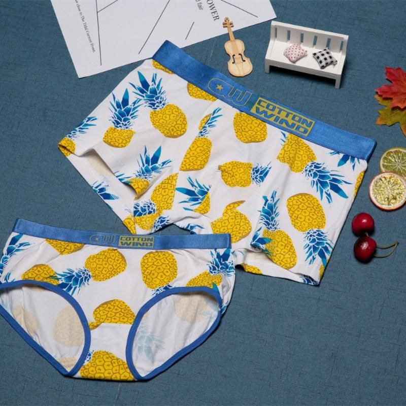 2022 Fruits Pineapple Men Women Underwear Fresh Design Lovers Panties