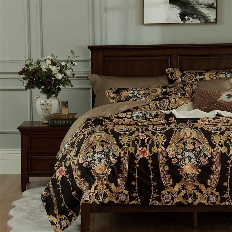 Luxury 100s Damask Vintage Floral Bedding Set King Queen Size