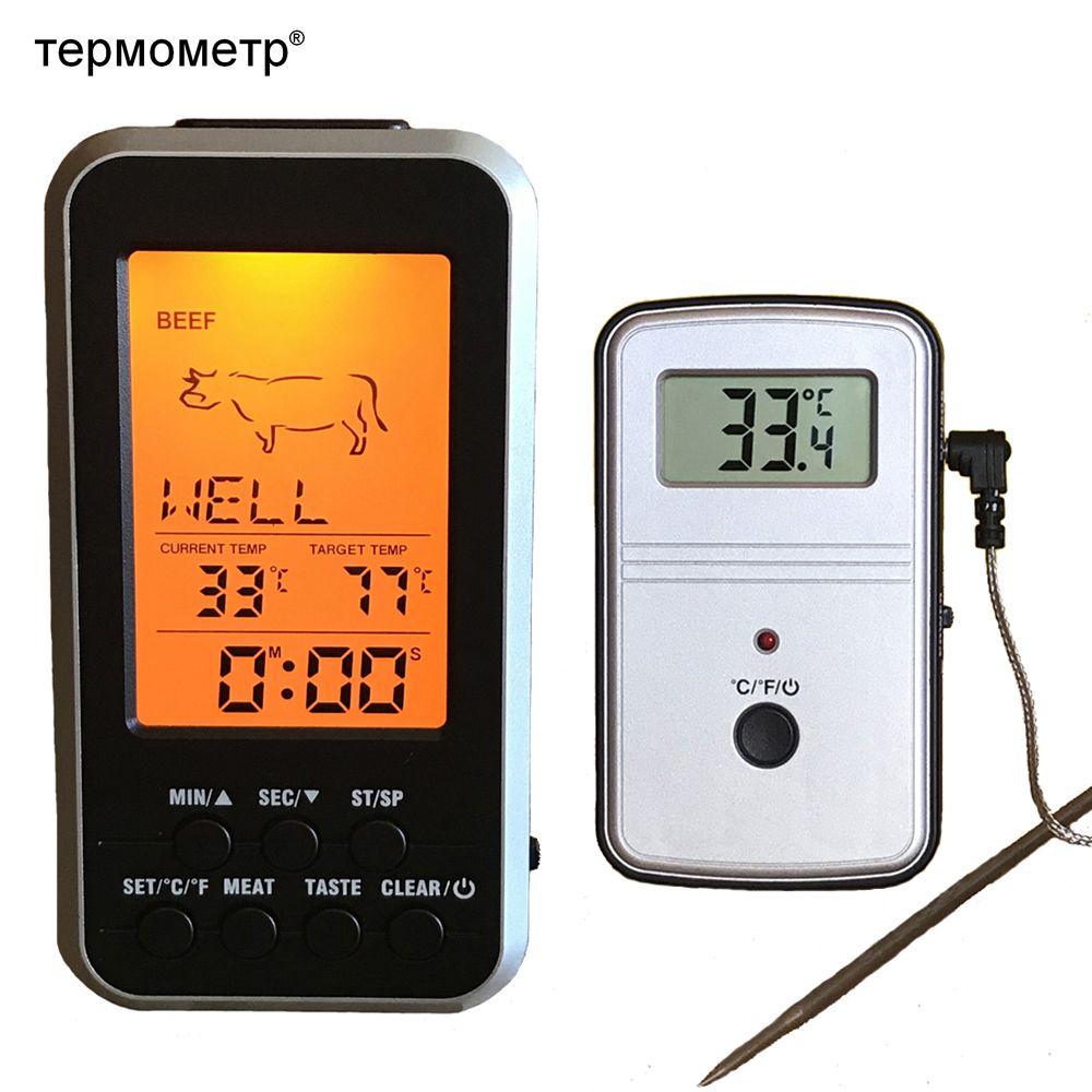 THERMOMETRE DE FOUR CUISINE A SONDE CAPTEUR HAUTE PRECISION ET ALARME MINUTERIE
